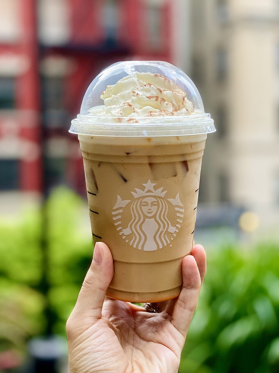 Iced pumpkin spice latte w przezroczystym kubku